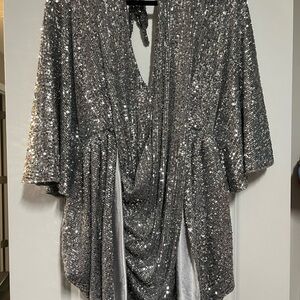 Elegant Silver Backless Dress
